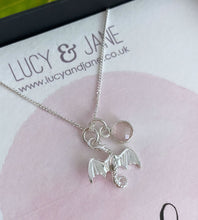 Load image into Gallery viewer, Sterling Silver Dragon Birthstone Necklace