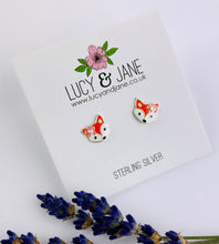 Load image into Gallery viewer, children&#39;s sterling silver fox earrings