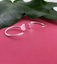 Load image into Gallery viewer, Sterling Silver Heart Pull Through Earrings