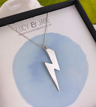 Load image into Gallery viewer, Sterling Silver Large Lightning Bolt Necklace