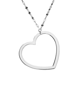 Sterling Silver Large Open Heart Necklace