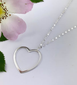 Sterling silver large heart necklace