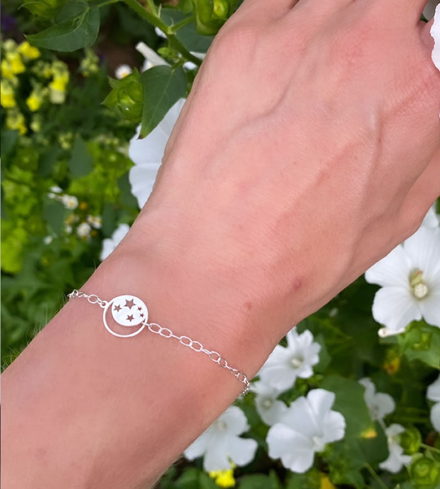sterling silver moon and stars bracelet
