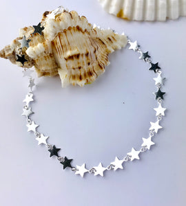 sterling silver stars anklet