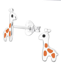 Load image into Gallery viewer, sterling silver cute giraffe studs