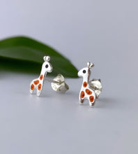 Load image into Gallery viewer, sterling silver giraffe ear studs