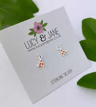 Load image into Gallery viewer, childrens sterling silver giraffe earrings