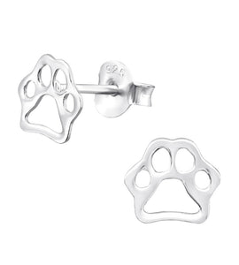 Sterling Silver Paw Print Earrings