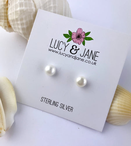 small Sterling silver freshwater pearl studs