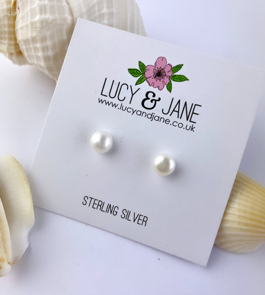 small Sterling silver freshwater pearl studs