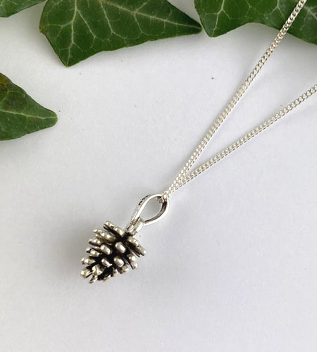 sterling silver pine cone necklace