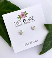 Load image into Gallery viewer, sterling silver earrings in the shape of little shells