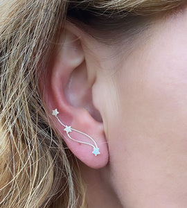 Sterling Silver Shooting Star Climber Earrings