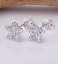 Load image into Gallery viewer, Sterling Silver Sparkle Star Studs