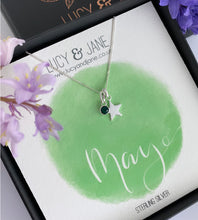 Load image into Gallery viewer, Sterling Silver Birthstone And Star Necklace