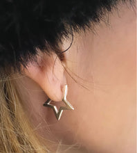 Load image into Gallery viewer, Sterling Silver Star Hoop Earrings