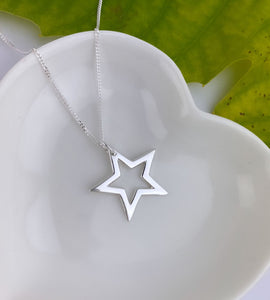 sterling silver open star necklace