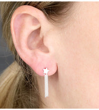 Load image into Gallery viewer, sterling silver star and tassles drop earring