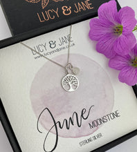 Load image into Gallery viewer, Sterling Silver Tree Of Life Birthstone Necklace