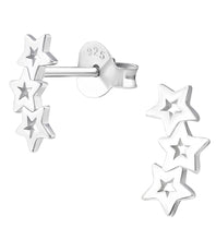 Load image into Gallery viewer, Sterling Silver Triple Star Mini Climber Earrings