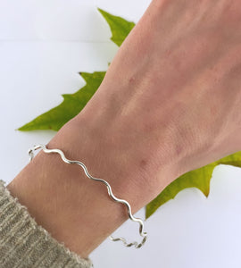 Sterling Silver Wave Bangle