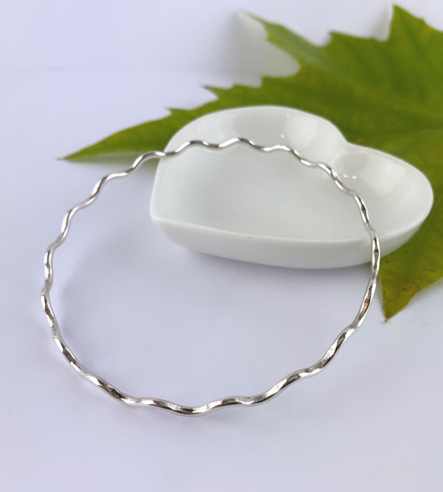 Sterling Silver Wave Bangle