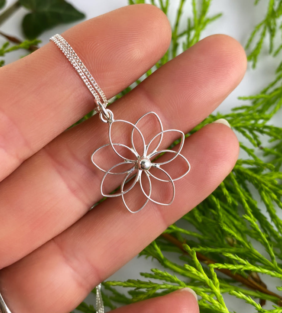 Sterling Silver Flower Necklace