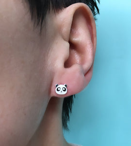 Sterling Silver Cute Panda Earrings