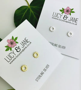 Sterling Silver Sun Earring Studs