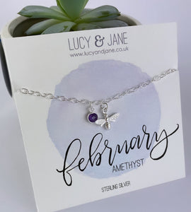 Sterling Silver Birthstone And Bee Bracelet