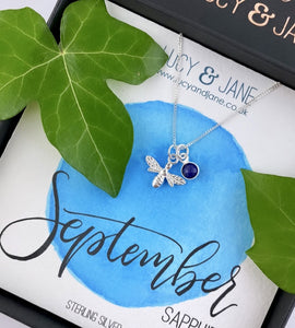 Sterling Silver Birthstone And Bee Necklace