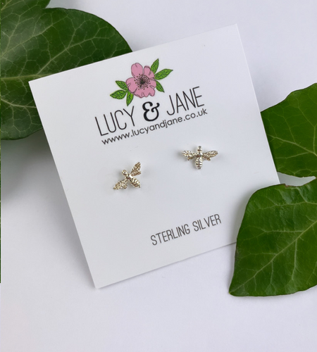 Sterling Silver Detailed Bee Studs