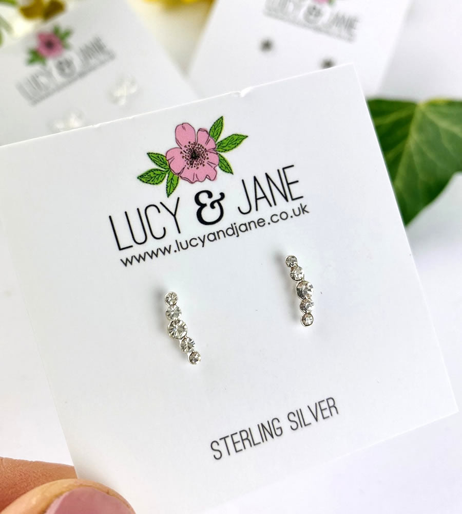 Sterling Silver Mini Sparkle Climber Studs