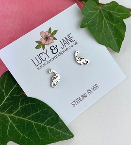 Sterling Silver Diplodocus Dinosaur Studs