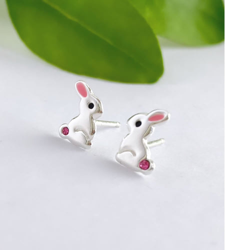 sterling silver rabbit studs for kids
