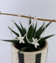 Load image into Gallery viewer, Sterling Silver Flower Hoop Earrings