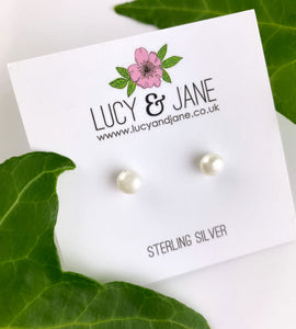sterling silver and freshwater pearl studs