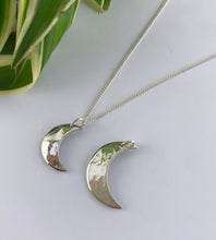 Load image into Gallery viewer, Sterling Silver Mini Hammered Moon Necklace