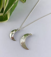 Load image into Gallery viewer, NEW! Sterling Silver Mini Hammered Moon Necklace