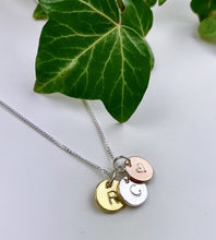 Load image into Gallery viewer, personalised initials necklace in sterling silver and gold