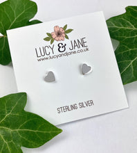 Load image into Gallery viewer, sterling silver classic heart studs