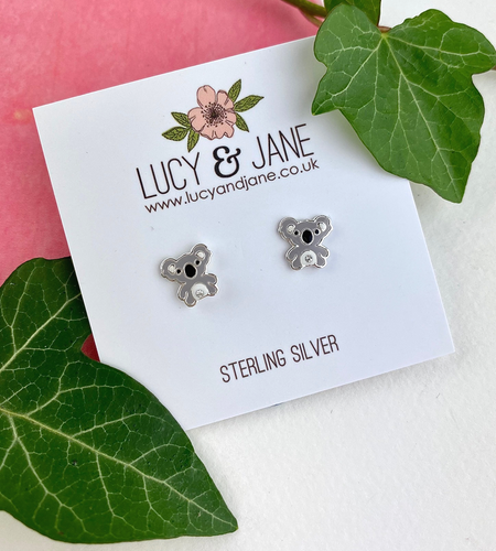 sterling silver koala bear stud earrings for children