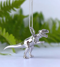 Load image into Gallery viewer, Sterling silver T Rex dinosaur necklace
