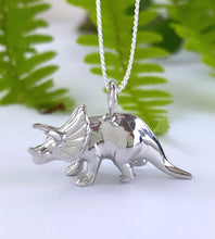 Load image into Gallery viewer, Sterling Silver Triceratops Dinosaur Necklace