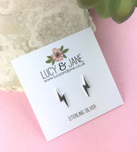 Load image into Gallery viewer, Sterling Silver Large Lightning Bolt Earrings