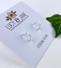 Load image into Gallery viewer, Sterling Silver Mini Star Hoops