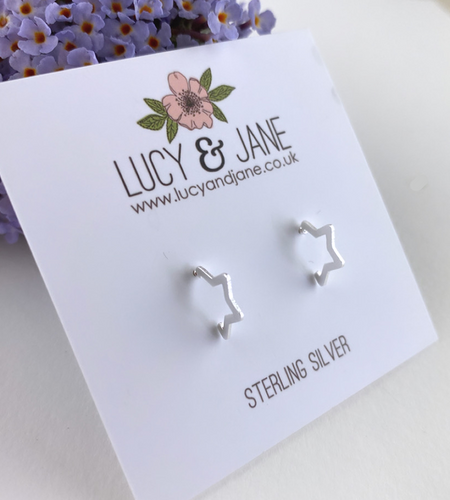 sterling silver mini star half hoops