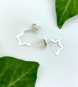 sterling silver half star hoops with stud backs
