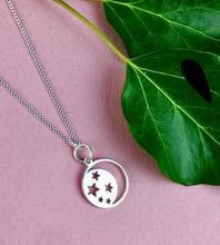 Load image into Gallery viewer, Sterling Silver Moon And Stars Necklace