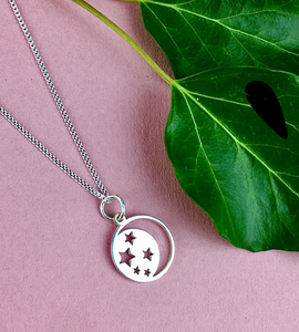 Sterling Silver Moon And Stars Necklace